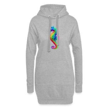 Hippocampe (01) - Sweat-shirt à capuche long Femme - gris chiné - Devant