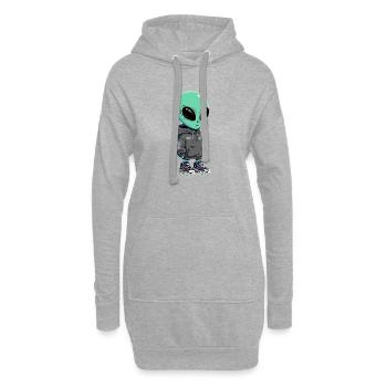 Alien Streetwear Hoodie Illustration - Hoodie-Kleid - Grau meliert - Vorne