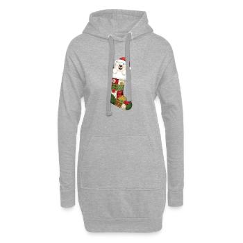 Ours polaire de dessin animé mignon en chaussette de Noël - Sweat-shirt à capuche long Femme - gris chiné - Devant