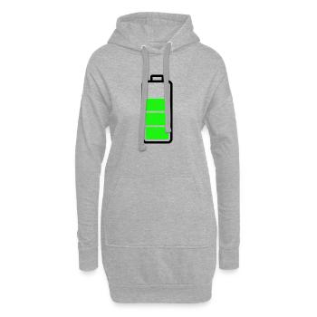 batterie faible - Sweat-shirt à capuche long Femme - gris chiné - Devant