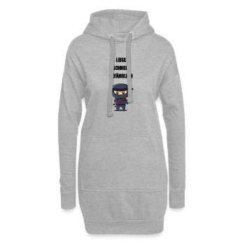 Leise Schnell Gefährlich Ninja - Hoodie-Kleid - Grau meliert - Vorne