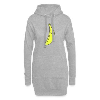 Banane Kawaii en jaune fluo - Sweat-shirt à capuche long Femme - gris chiné - Devant