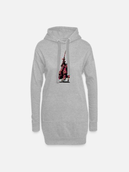 Ritter mit Lanze - Hoodie-Kleid - Grau meliert