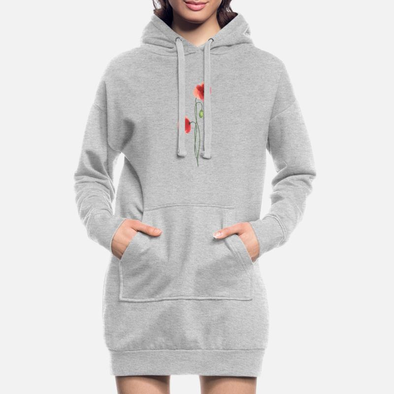 Blume: roter Mohn Hoodie-Kleid