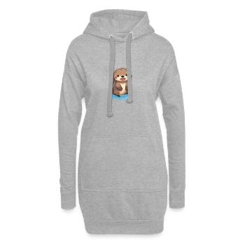 Totally cute otter - Hoodie Dress - heather grey - Front