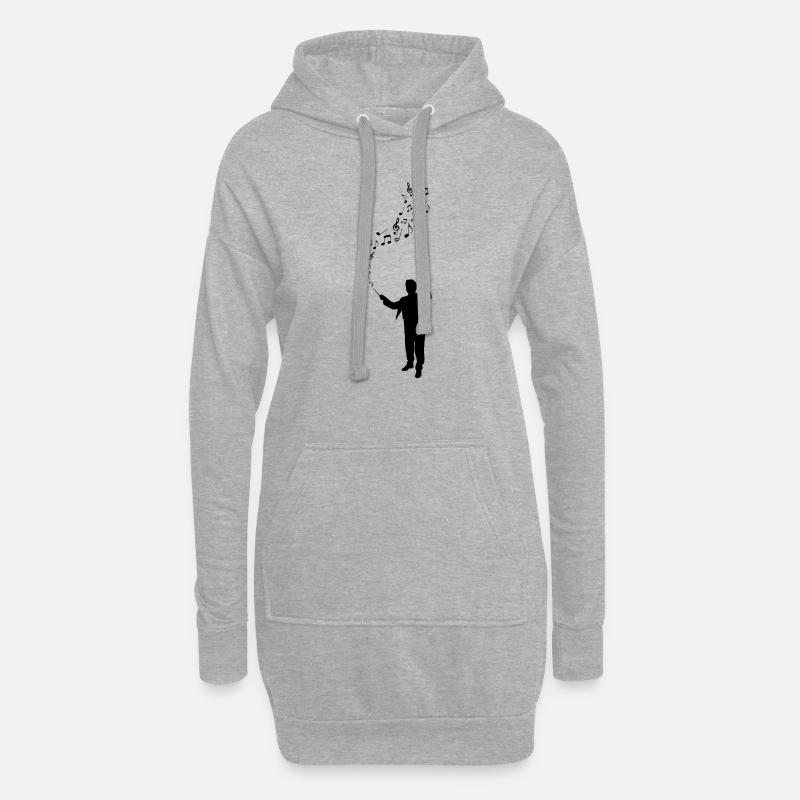 Dirigent - Maestro - Noten - Hoodie-Kleid - Grau meliert