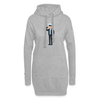 Nautic Design Maritime Rayé Saluant le Capitaine - Sweat-shirt à capuche long Femme - gris chiné - Devant