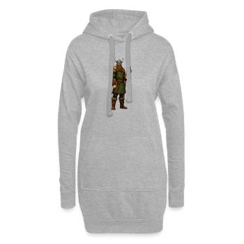 Wikinger Krieger mit Axt & Fell - Hoodie-Kleid - Grau meliert - Vorne