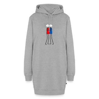 Zwei Strichmännchen Umarmung Liebe Dank T-Shirt - Hoodie-Kleid - Grau meliert - Vorne - AI Model Female 172 light (172cm)