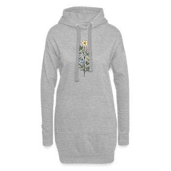 Illustration vintage de fleurs botaniques - Sweat-shirt à capuche long Femme - gris chiné - Devant