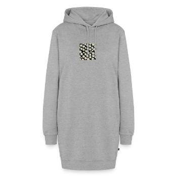 frühlingsoutfits für damen, Tulpenmuster hell - Hoodie-Kleid - Grau meliert - Vorne