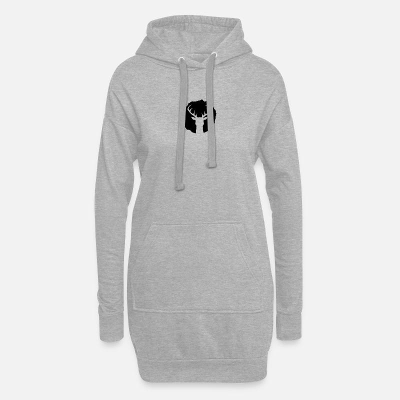 Hirsch Patch - Hoodie-Kleid - Grau meliert