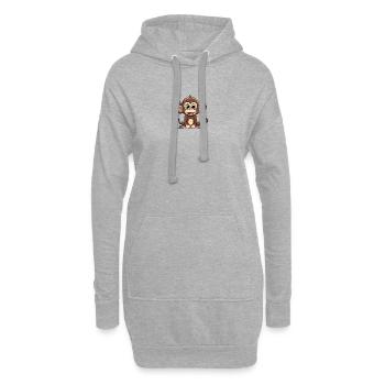 Cartoon Affe süßes Design - Hoodie-Kleid - Grau meliert - Vorne
