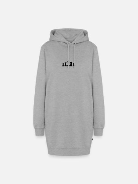 Schach - Hoodie-Kleid - Grau meliert