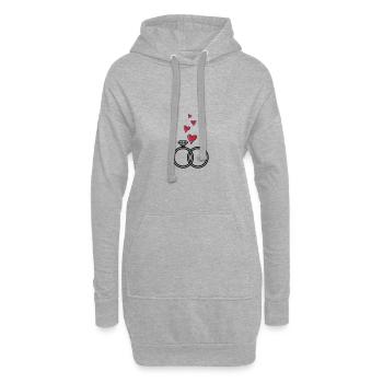anneaux de mariage coeur anneaux de mariage marié - Sweat-shirt à capuche long Femme - gris chiné - Devant