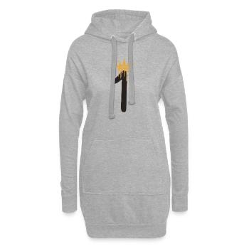 1 - Sweat-shirt à capuche long Femme - gris chiné - Devant