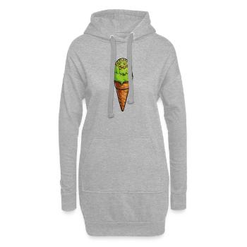 Glace verte pistache sur zone gaufre - Sweat-shirt à capuche long Femme - gris chiné - Devant