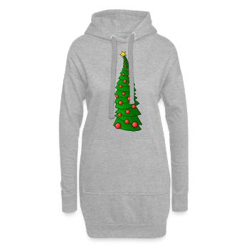 Weihnachtspullover - Weihnachtsbaum - Hoodie-Kleid - Grau meliert - Vorne
