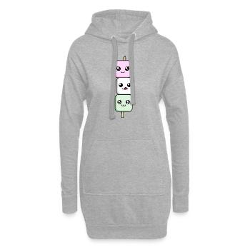 Brochette de Marshmallow - Sweat-shirt à capuche long Femme - gris chiné - Devant