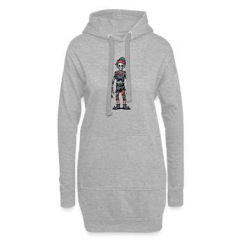 Effrayant Noël Zombie Squelette Gnome Gothique - Sweat-shirt à capuche long Femme - gris chiné - Devant