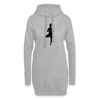 Silhouette de yoga en posture de l’arbre - Sweat-shirt à capuche long Femme - gris chiné - Devant