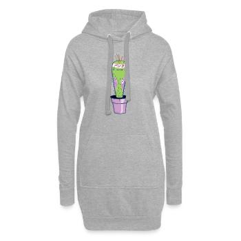 Punk rock kawaii cactus. - Sweat-shirt à capuche long Femme - gris chiné - Devant