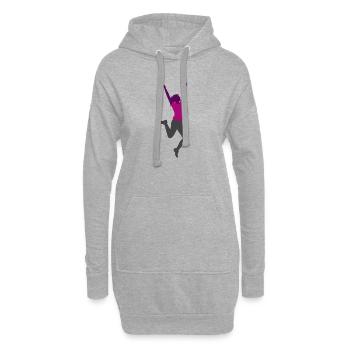 Frau springend - Hoodie-Kleid - Grau meliert - Vorne