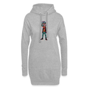Portrait masqué abstrait Couleurs néon - Sweat-shirt à capuche long Femme - gris chiné - Devant