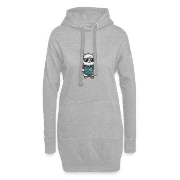 Alpaga Lama Bande dessinée Vacances - Sweat-shirt à capuche long Femme - gris chiné - Devant