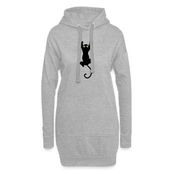 Cat fun - Sweat-shirt à capuche long Femme - gris chiné - Devant