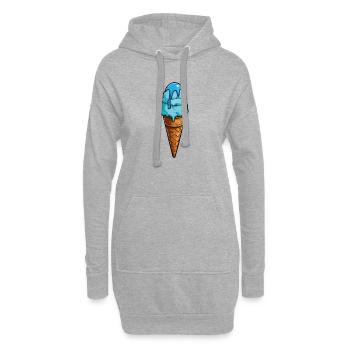 Cornet de glace en dessin animé de glace bleu - Sweat-shirt à capuche long Femme - gris chiné - Devant
