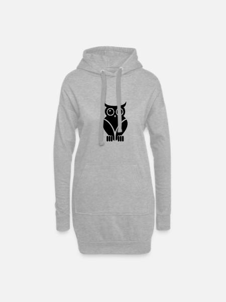 eule - Hoodie-Kleid - Grau meliert
