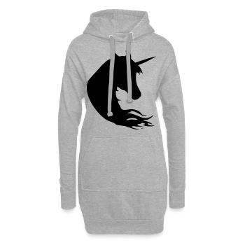 Einhorn Kopf Einhornkopf - Hoodie-Kleid - Grau meliert - Vorne