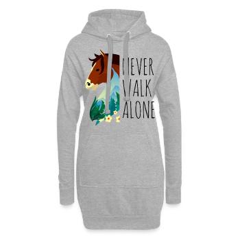 Never Walk Alone - Reitverein Pferde Spruch - Hoodie-Kleid - Grau meliert - Vorne