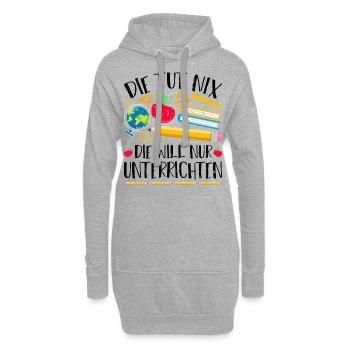 Lustiges Lehrerin - Hoodie-Kleid - Grau meliert - Vorne