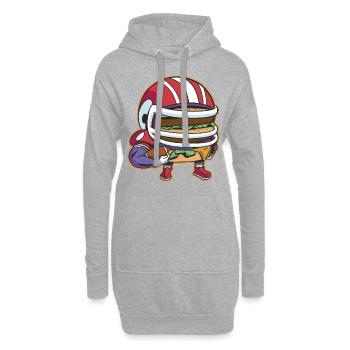 Joueur de burger de football américain Fan de dessin animé - Sweat-shirt à capuche long Femme - gris chiné - Devant