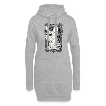 Geschenk Katze Mieze Haustier Geschenkidee - Hoodie-Kleid - Grau meliert - Vorne