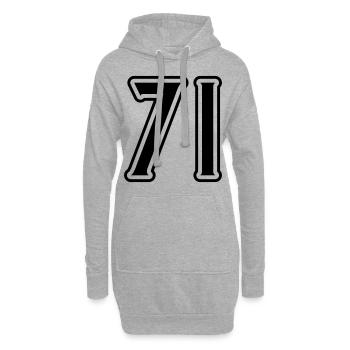 71 Zahl Symbol - Hoodie-Kleid - Grau meliert - Vorne