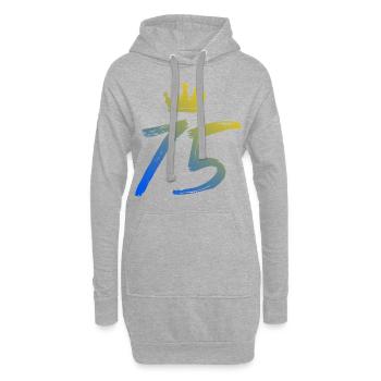 75 Zahl Krone - Hoodie-Kleid - Grau meliert - Vorne