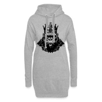 Roi Tête de Couronne de gorille - Sweat-shirt à capuche long Femme - gris chiné - Devant