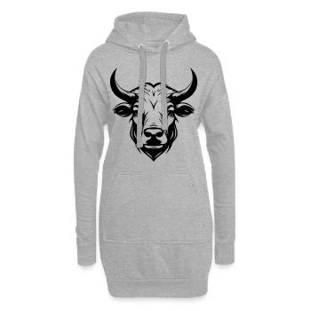 Silhouette de tête de cornes de taureau - Sweat-shirt à capuche long Femme - gris chiné - Devant