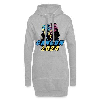 Cancun 2024 Vacances Palmiers Colorés - Sweat-shirt à capuche long Femme - gris chiné - Devant