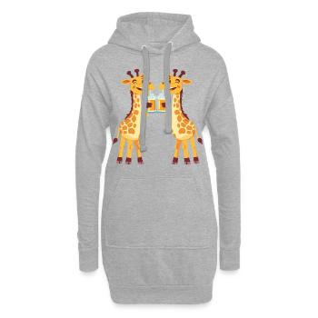 Girafe Bande Dessinée Animal Bière Drôle Alcool - Sweat-shirt à capuche long Femme - gris chiné - Devant