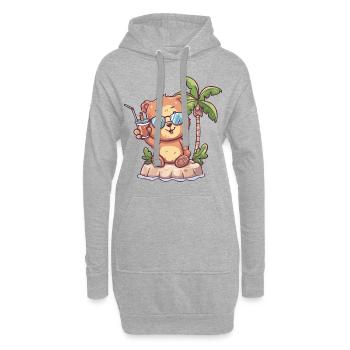 Bär Sommer Strand Urlaub - Hoodie-Kleid - Grau meliert - Vorne