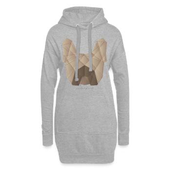 Geometric Frenchie fawn - Französische Bulldogge - Hoodie-Kleid - Grau meliert - Vorne