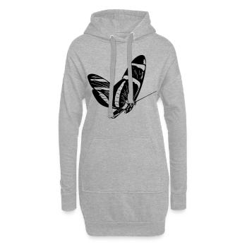 papillon - Sweat-shirt à capuche long Femme - gris chiné - Devant