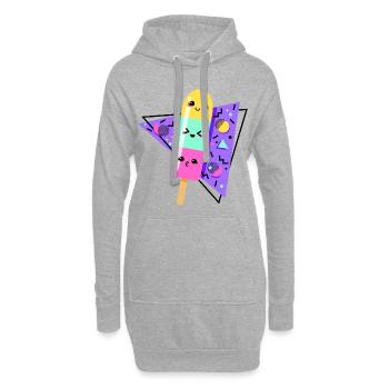 Kawaii Bunte Eis Retro Jahre 80 - Hoodie-Kleid - Grau meliert - Vorne
