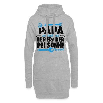 Papa Bricoleur Si Papa Ne Peut Pas Le Réparer - Sweat-shirt à capuche long Femme - gris chiné - Devant