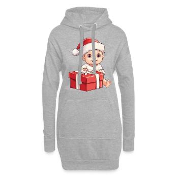 Weihnachten Baby Kind Süß Niedlich Lustig Geschenk - Hoodie-Kleid - Grau meliert - Vorne