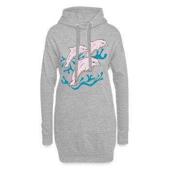 Drei Delphine - Hoodie-Kleid - Grau meliert - Vorne